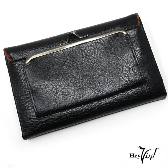 Vintage Michael Stevens Black Leather Wallet Multifunctional 7"x4.5" - Hey Viv - Picture 2 of 6
